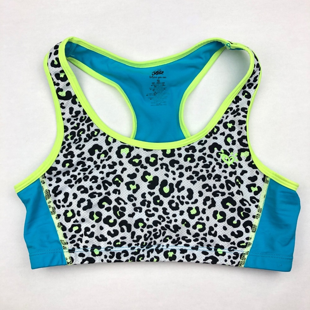 Justice Racerback Sports Bra Leopard Blue